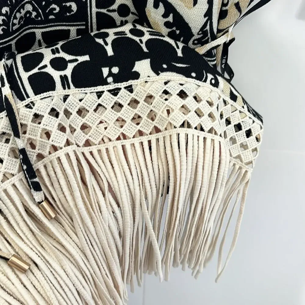 Womens Tahari ASL Border Print Fringe Sheath Dress Size 4 - Picture 6 of 11